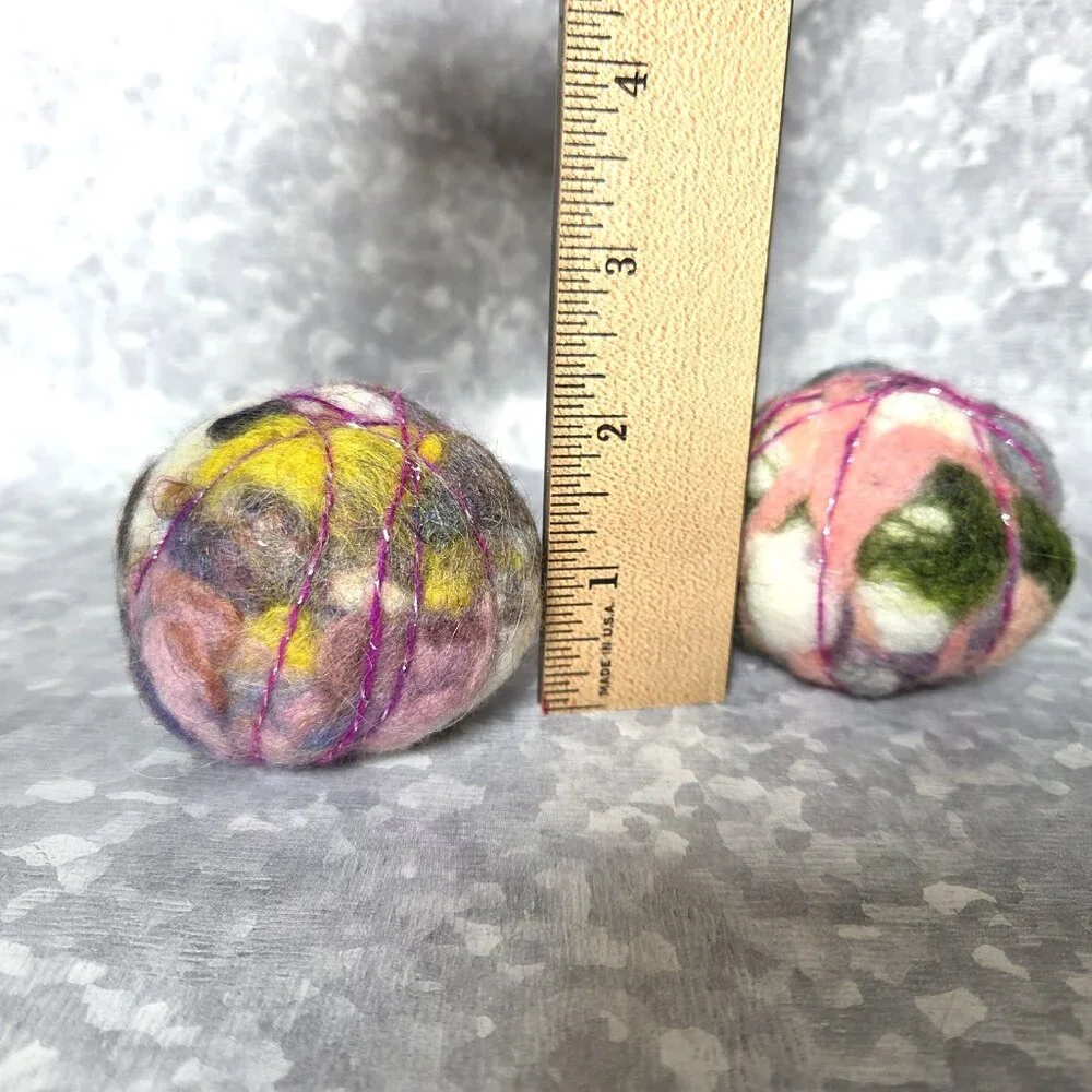 NWOT Hand Felted Wool Cat Toys with Bells - Set Of 2